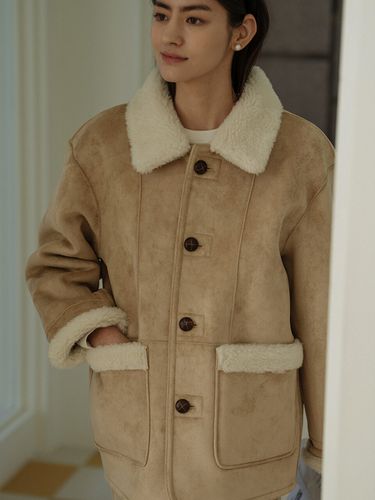 Reversible Suede Coat_Beige - TILLIDIE - Modalova