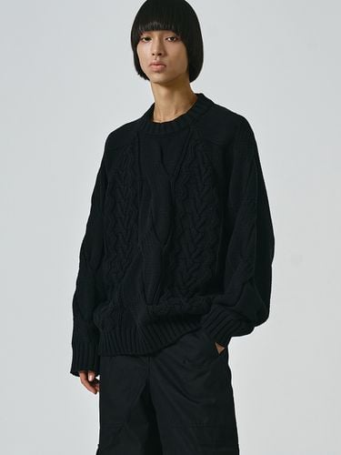 Heavy Multi Cable Oversized Sweater_Black - NOIRER - Modalova