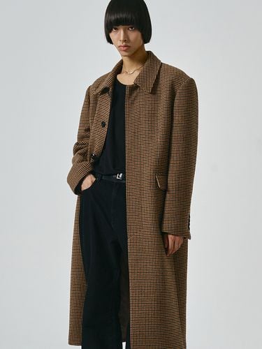 Houndstooth Oversized Mac Coat_Beige - NOIRER - Modalova