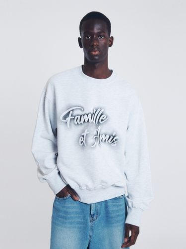 Graffiti Logo Print Sweatshirt_Melange Gray - FAMILLE - Modalova