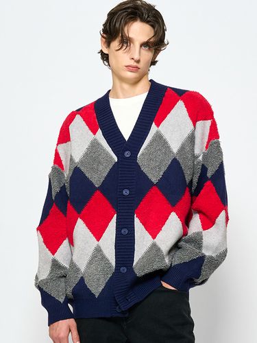 Boucle Argyle Pattern Cardigan - GENERAL IDEA - Modalova