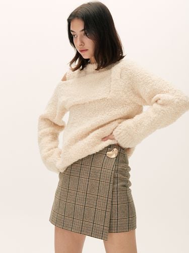 Brooch Wrapped Skirt_Brown Check - ASURA - Modalova