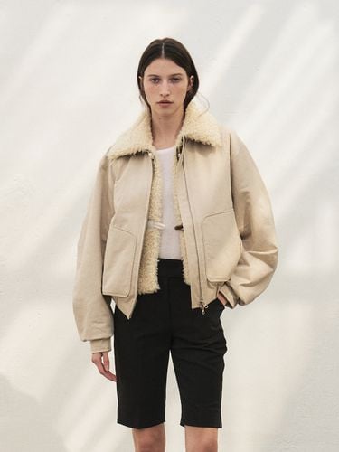 RTF Fur Layer Bomber - Beige - MOHAN - Modalova