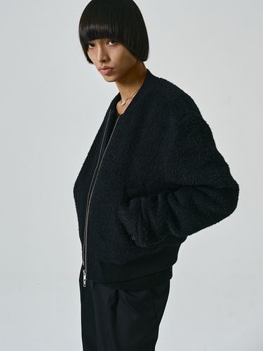 Fancy Alpaca Cropped Blouson_Black - NOIRER - Modalova