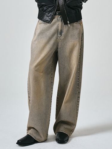 Dirty Washing Wide Denim Pants_Dusty Grey - NOIRER - Modalova