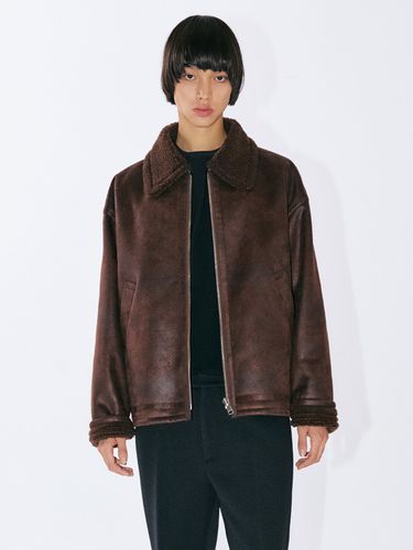 Vegan Crack Leather Mouton Jacket _ - EZIO - Modalova