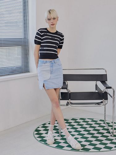 Color Block Mini Skirt _ Light Blue - CITYBREEZE - Modalova