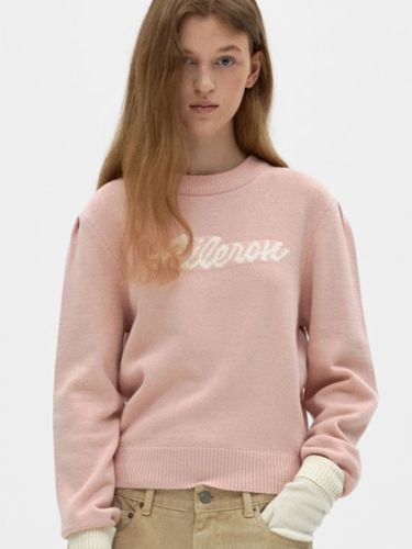 Lettering Puff Sleeve Knit Top - DEPOUND - Modalova