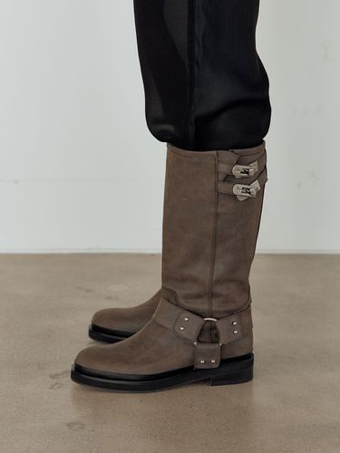 Biker Boots_Burnished Khaki Brown - BLANC TOE - Modalova