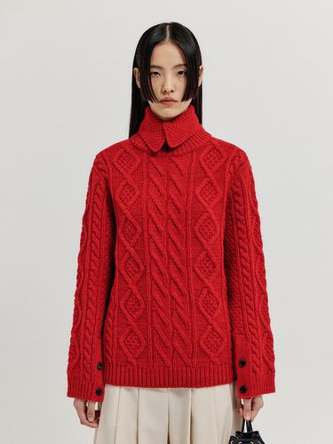 Xoebe Cable Knit Collar Turtleneck Top - EENK - Modalova