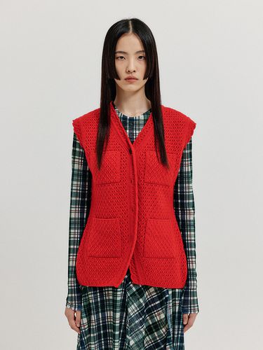 Xolin 4-Pocket Knit Vest - Red - EENK - Modalova