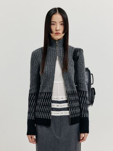 Xcoo Cable Knit Zip Cardigan - Grey - EENK - Modalova