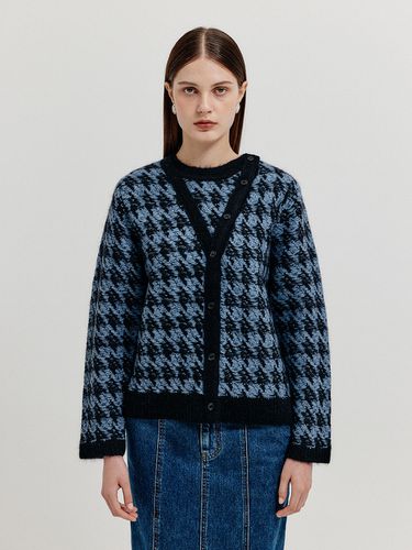 Houndstooth Check Knit Cardigan - / - EENK - Modalova