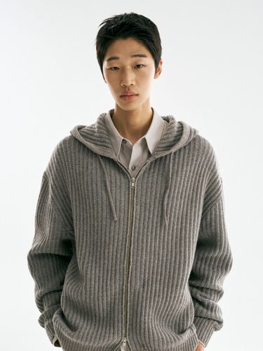 Wool-Blend Tuck Zip-Up Sweater Hoodie _ 2 Colors - THE KNIT COMPANY - Modalova