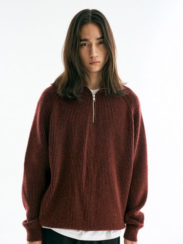 Double Yarn Half Zip-Up Wool Sweater _ 4 Colors - THE KNIT COMPANY - Modalova