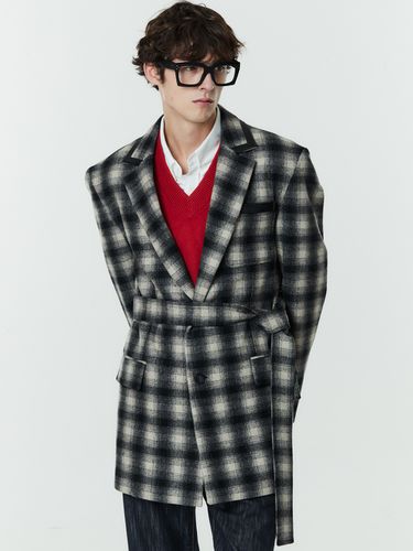 Unisex Check Single Belted Jacket - COQUET - Modalova