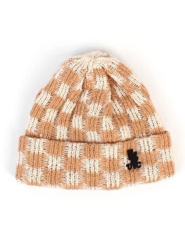 Small Plaid Wool Beanie - Beige - Universal chemistry - Modalova