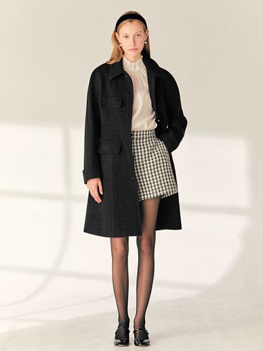 Stand Collar Semi A-line Wool Half Coat () - BAU by Bride And You - Modalova