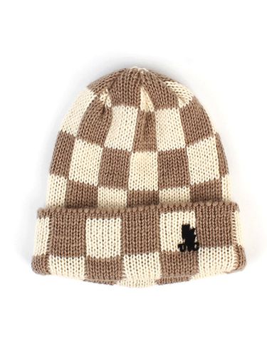 Big Plaid Wool Beanie - Beige - Universal chemistry - Modalova