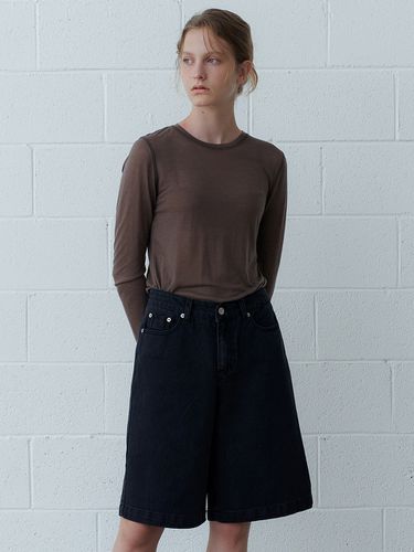 Washed Denim Bermuda Pants - URAGO - Modalova