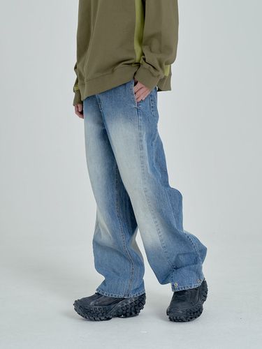 Wide Snap Denim Pant - Indigo Blue - inexcis - Modalova