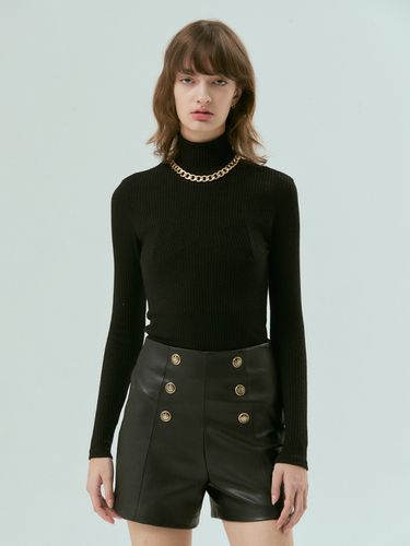 Ribbed Half Turtleneck T-shirt_Black - SILN - Modalova