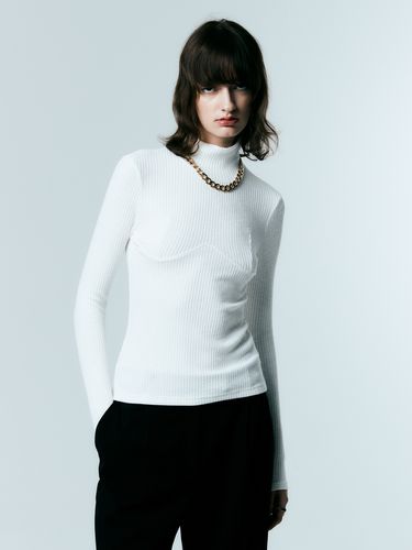 Ribbed Half Turtleneck T-shirt_White - SILN - Modalova