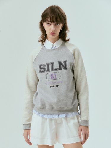 Color Block Raglan Fleece Sweatshirt_Melange Grey - SILN - Modalova