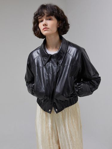 Collar Crop Leather Jacket - VITALSIGN - Modalova