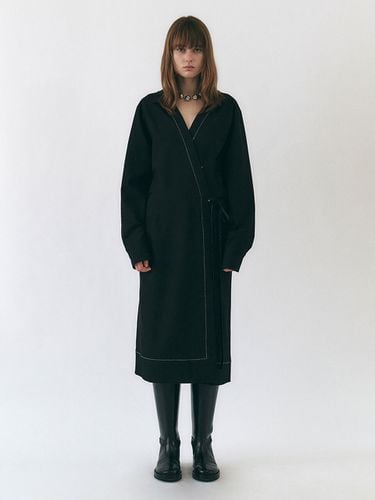 Ecru Wrap Dress (Black) - YUNSE - Modalova