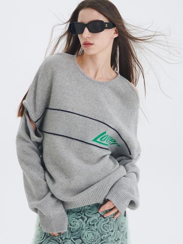 Lover Jacquard Knit Pullover _ Gray - CENTAUR.KR - Modalova