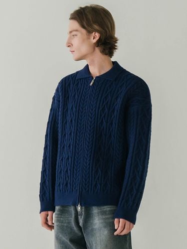 Fisherman Collar Zip Up Knit Top_Navy - INDUST - Modalova