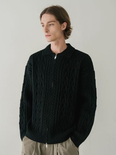 Fisherman Collar Zip Up Knit Top_Black - INDUST - Modalova