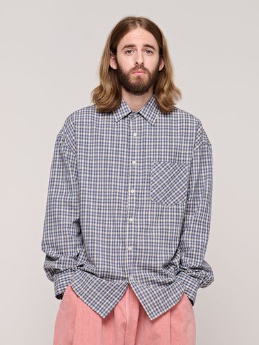 Semi-Oversized Check Shirt _ Navy - CARGOBROS - Modalova