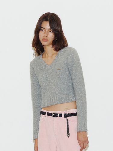 Boucle V-neck Knit_Gray - THINK PLANT - Modalova