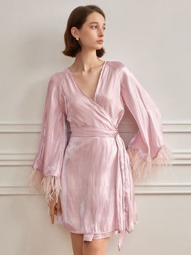 V-neck Lace Night Dress - Pink - yyiam - Modalova