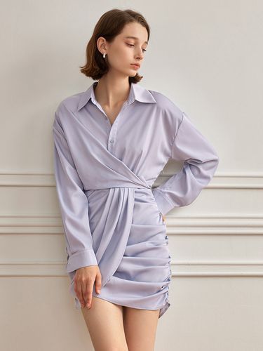 Silk Shirt Collar Dress - BLUE VIOLET - yyiam - Modalova