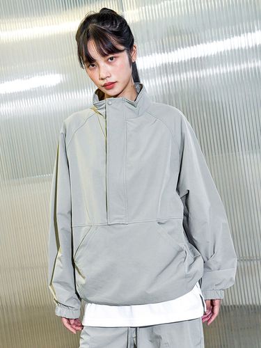 Heavy Nylon Long Sleeves Anorak Top - EASY NO EASY - Modalova