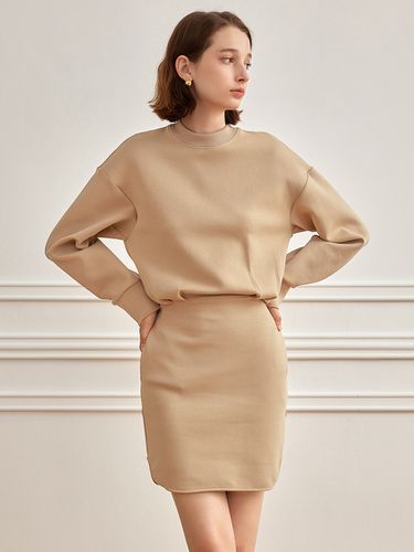 Wool Round Neck Sweatshirt Dress - yyiam - Modalova