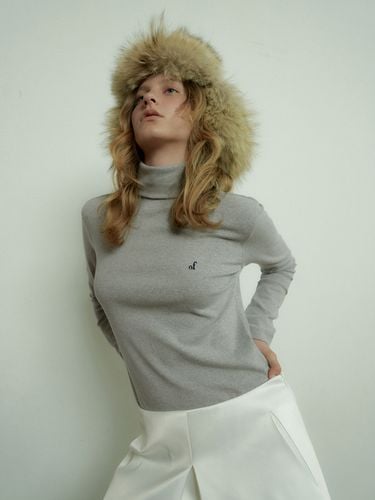 Of Turtleneck T-shirt_Melange Gray - overdueflair - Modalova