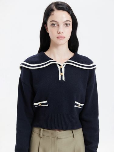 Button Sailor Collar Knit (Navy) - HAE BY HAEKIM - Modalova