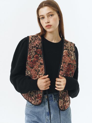 Vintage Jacquard Quilted Reversible Vest_Black - VOCAVACA - Modalova