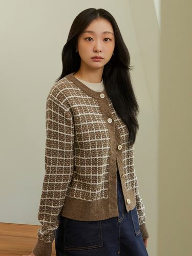 Tweed Cardigan - Brown - DEPOUND - Modalova