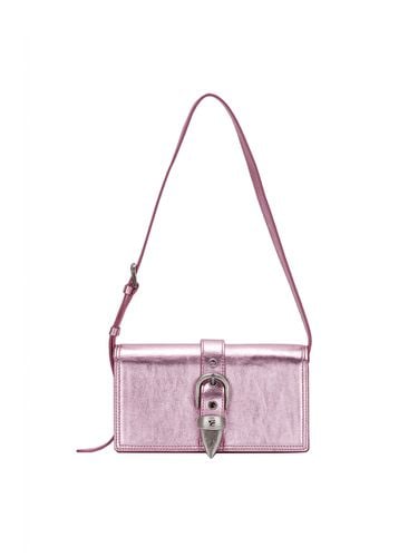 Belted Flap Bag_Metallic Pink Foiled Plain - MARGESHERWOOD - Modalova