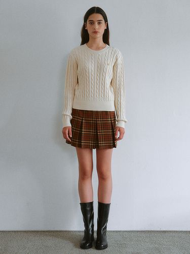 Check Pleated Mini Skirt - Brown - ROLAROLA - Modalova