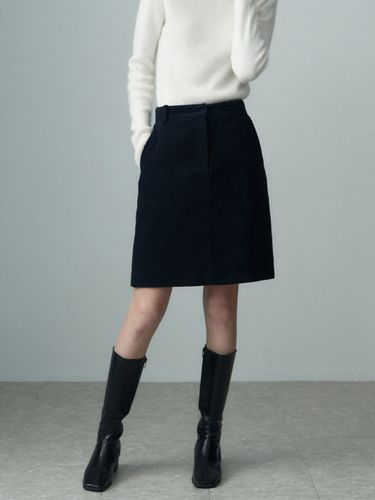 Corduroy A Line Skirt_Midnight Navy - RE RHEE - Modalova