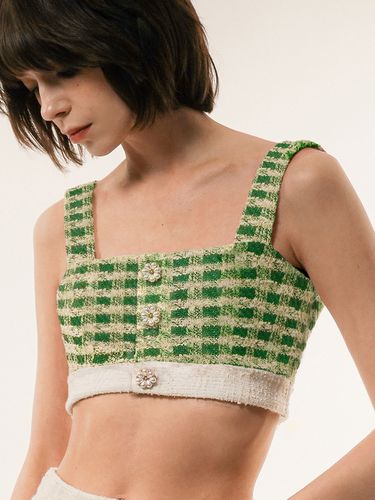 Gingham Boucle Knit Top (Green) - UNTAGE - Modalova