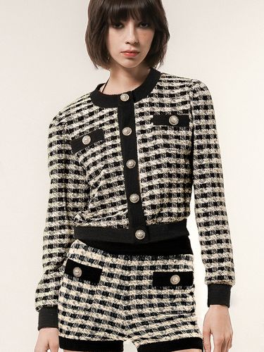 Gingham Boucle Knit Cardigan () - UNTAGE - Modalova