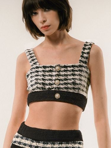 Gingham Boucle Knit Top (Black) - UNTAGE - Modalova