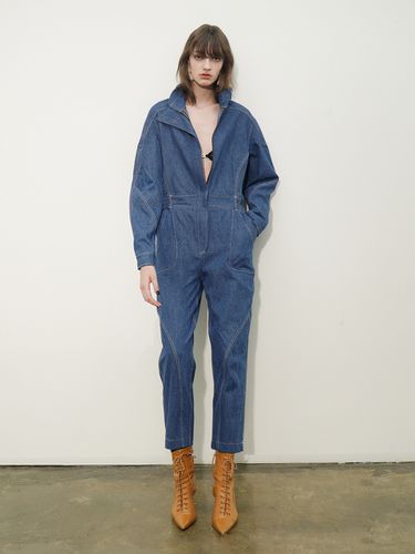 High Neck Denim Cotton Jumpsuit - UNTAGE - Modalova